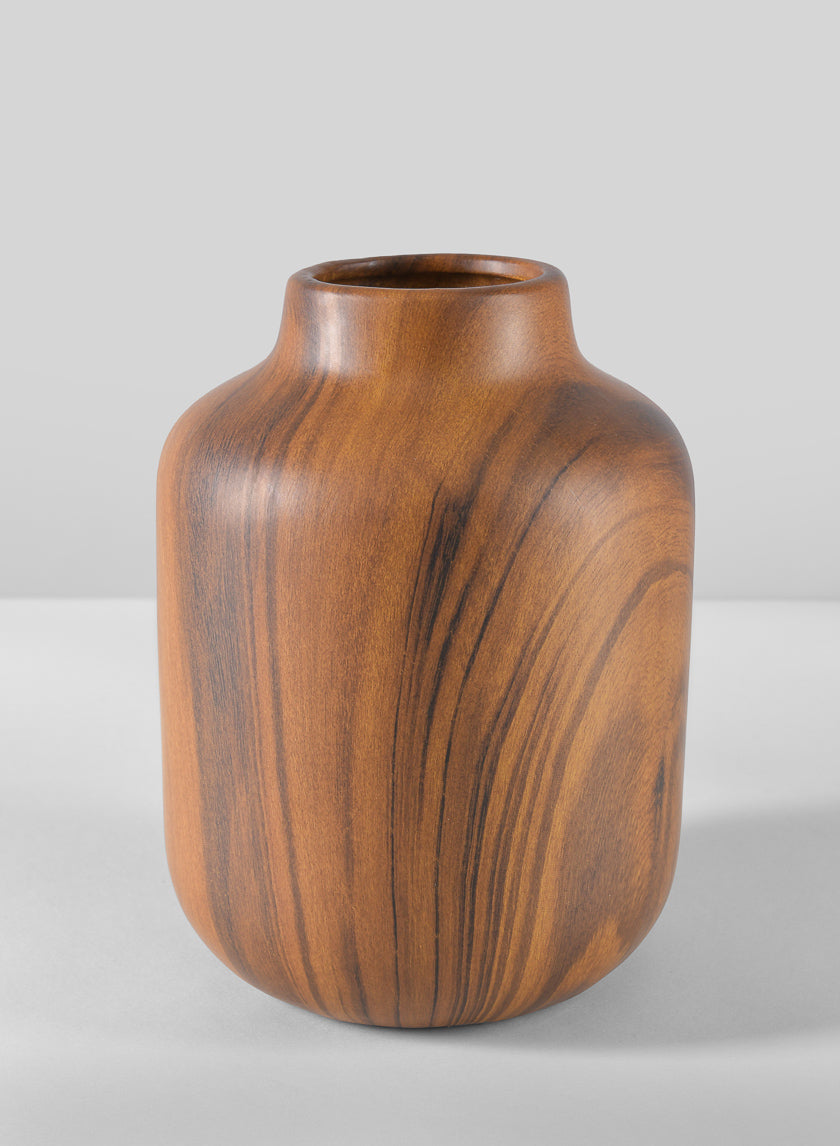 8in Tall Sakura Dark Walnut Look Ceramic Vase Decor Jamaligarden