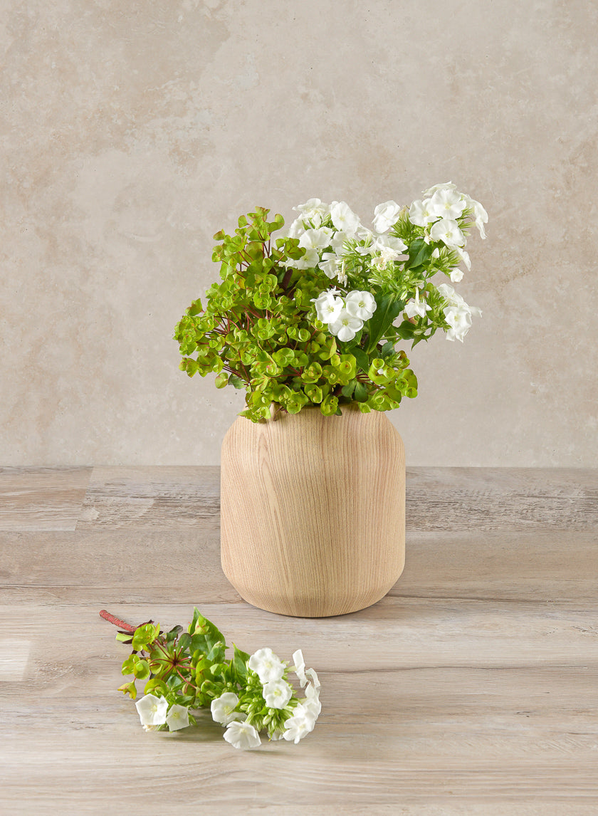 6in Tall Ajisai Natural Wood Look Ceramic Deco Vase Decor Jamaligarden