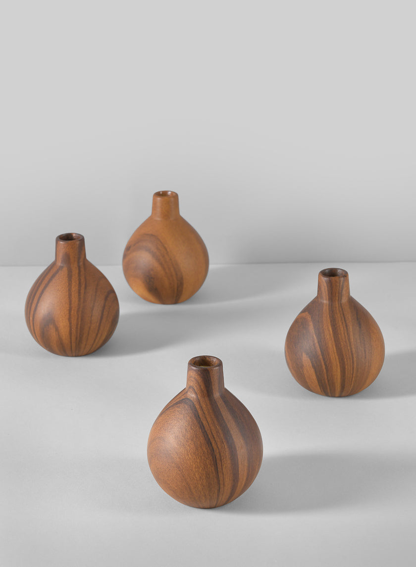 4in Tall Rabenda Dark Walnut Look Ceramic Bud Vase Decor Jamaligarden