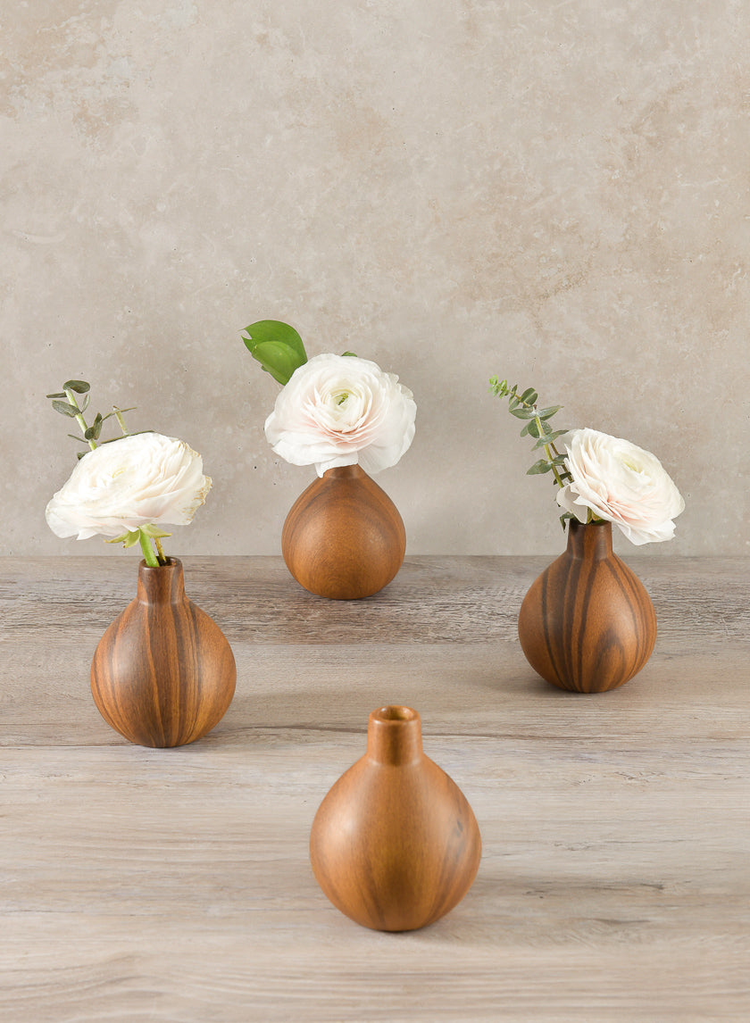 4in Tall Rabenda Dark Walnut Look Ceramic Bud Vase Decor Jamaligarden