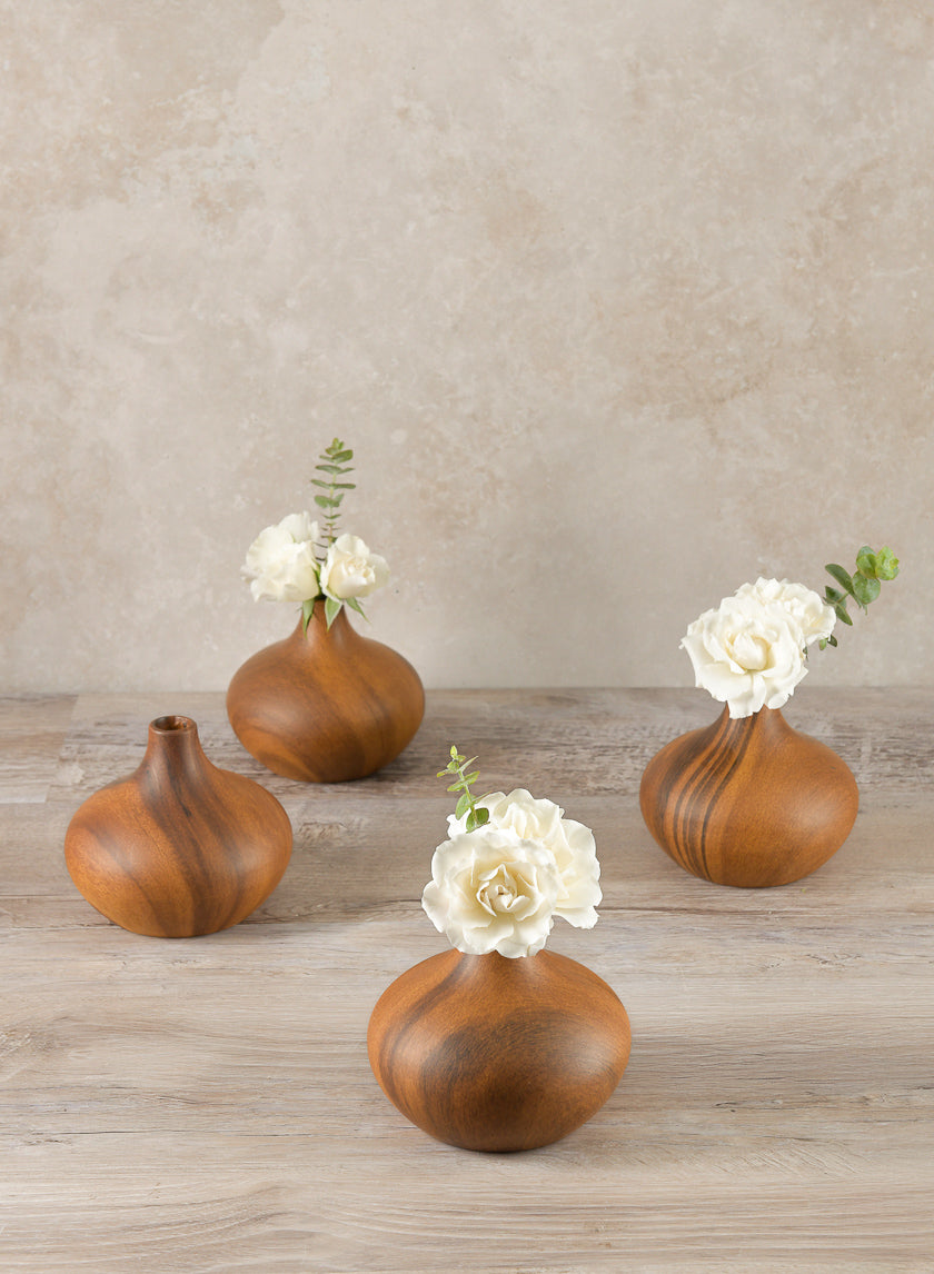 4in Tall Shobu Dark Walnut Look Ceramic Bud Vase Decor Jamaligarden