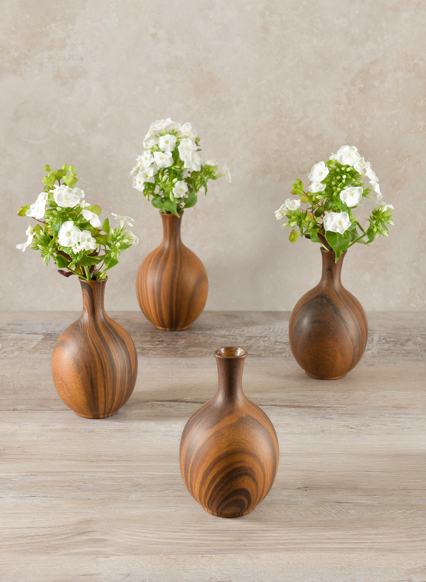 5.5in Tall Momo Dark Walnut Look Ceramic Bud Vase Decor Jamaligarden