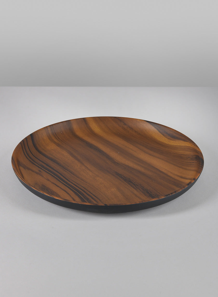 12in Wide Akai Dark Walnut Look Ceramic Decorative Plate Decor Jamaligarden
