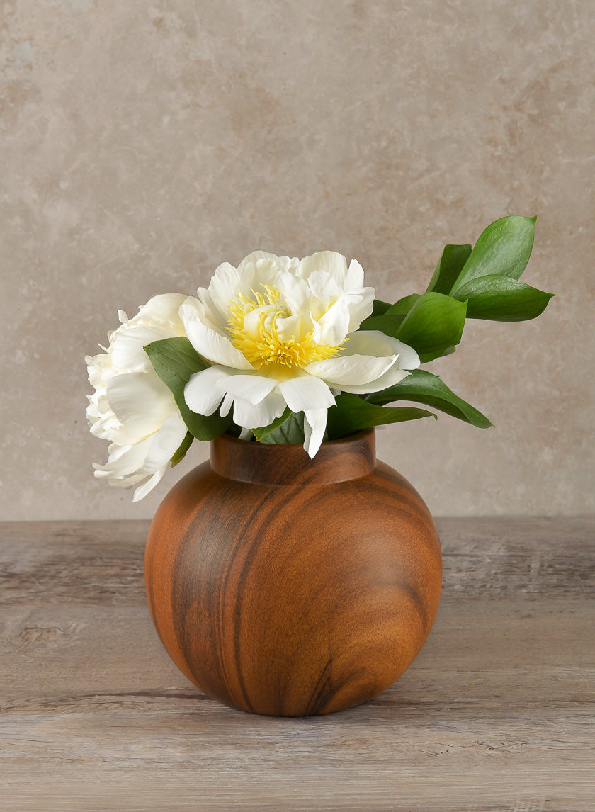 6in Tall Ume Dark Walnut Look Ceramic Vase Decor Jamaligarden