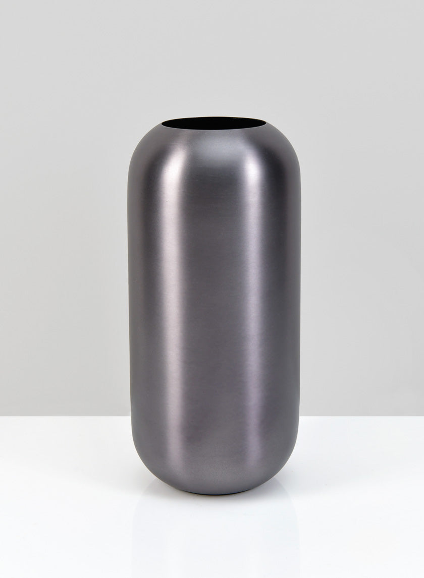 9in Tall Oviedo Stainless Steel Platinum Bullet Vase Decor Jamaligarden