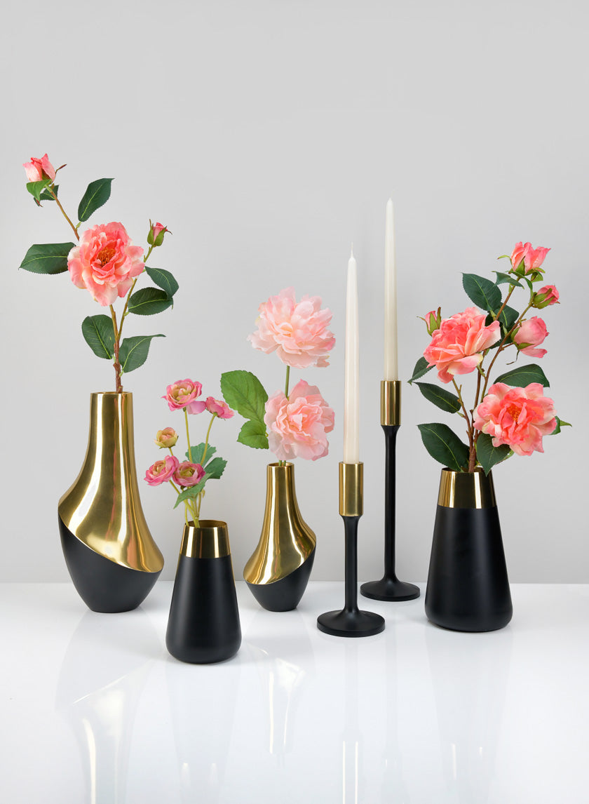 Zaragoza Stainless Steel Black &amp; Gold Vase Decor Jamaligarden