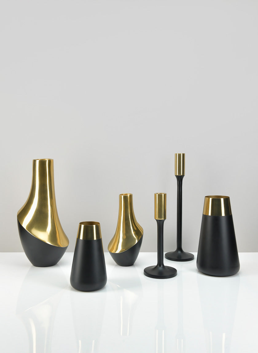 Zaragoza Stainless Steel Black &amp; Gold Vase Decor Jamaligarden