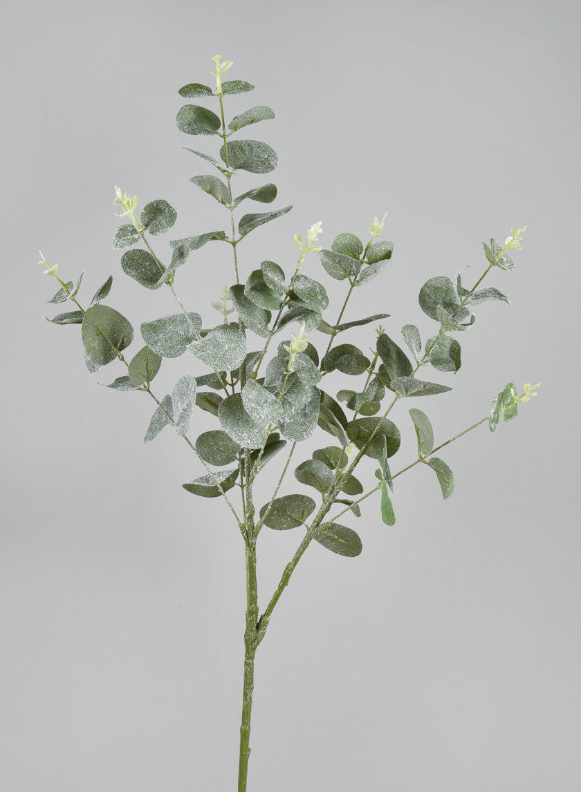 33in Long Glitter Frost Eucalyptus Leave Spray Decor Jamaligarden