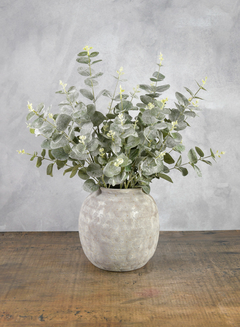 33in Long Glitter Frost Eucalyptus Leave Spray Decor Jamaligarden