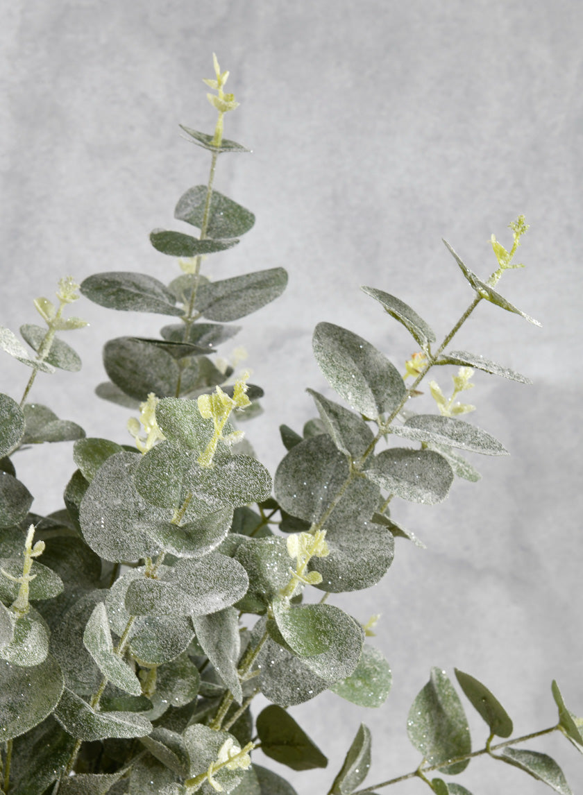 33in Long Glitter Frost Eucalyptus Leave Spray Decor Jamaligarden