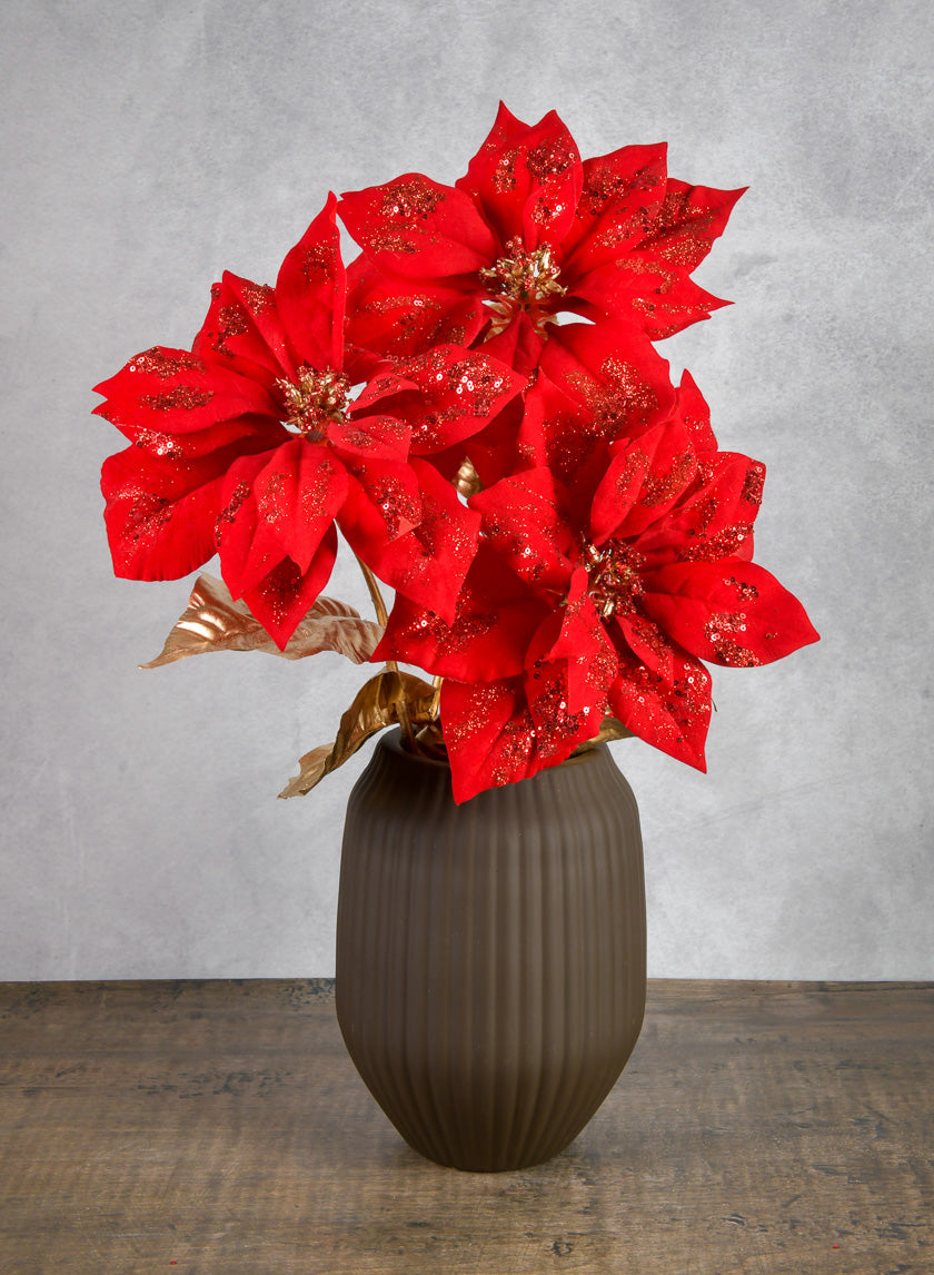 26in Long Red Poinsettia Spray Decor Jamaligarden