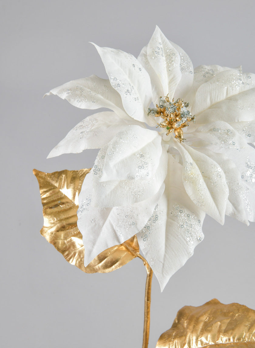 26in Long White Poinsettia Spray Decor Jamaligarden