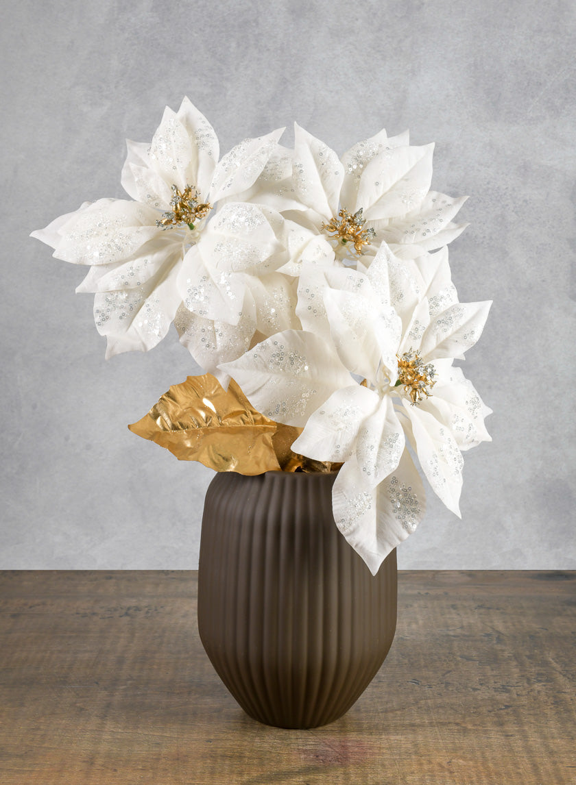 26in Long White Poinsettia Spray Decor Jamaligarden