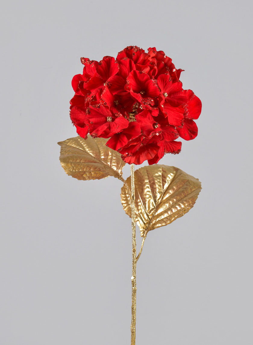 26in Long Red Hydrangea Spray Decor Jamaligarden