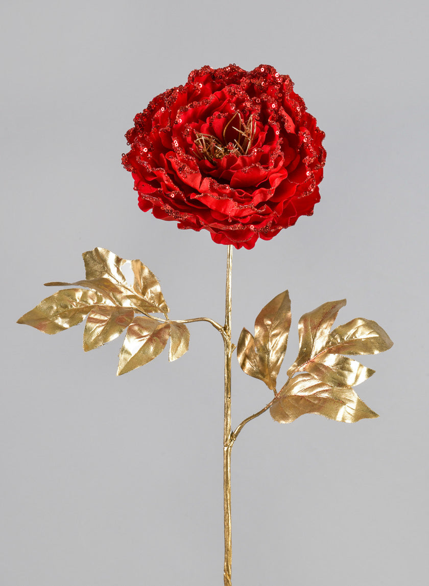 16in Long Red Peony Spray Decor Jamaligarden