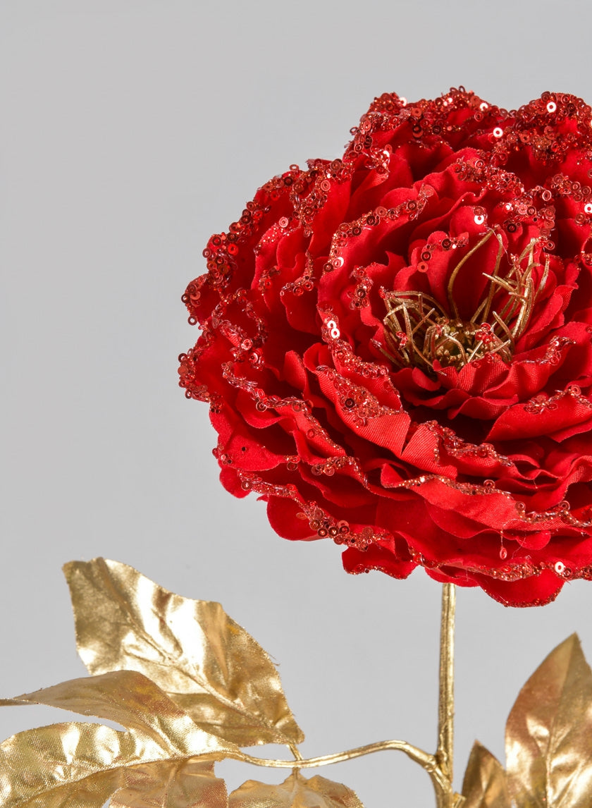 16in Long Red Peony Spray Decor Jamaligarden