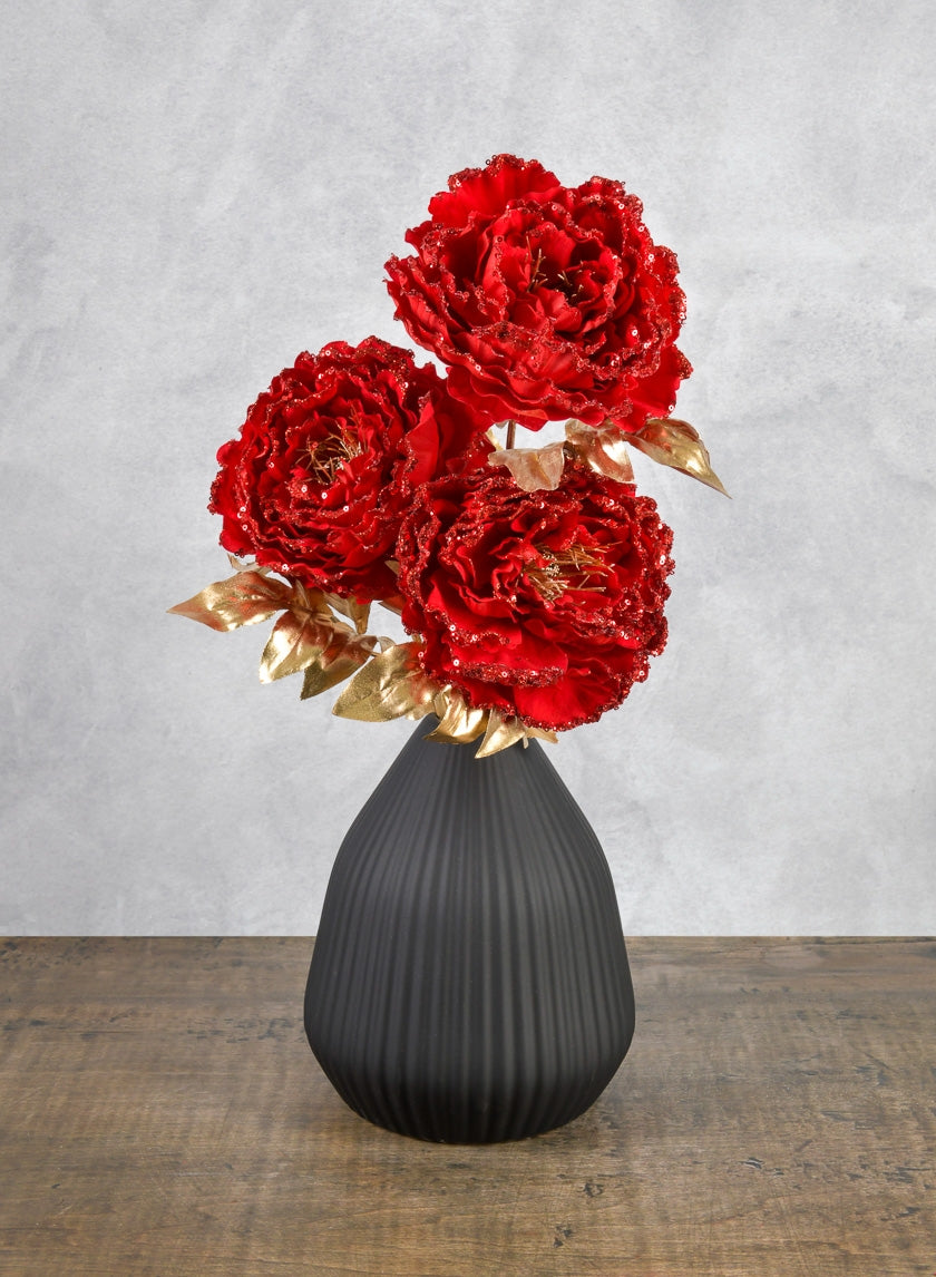 16in Long Red Peony Spray Decor Jamaligarden
