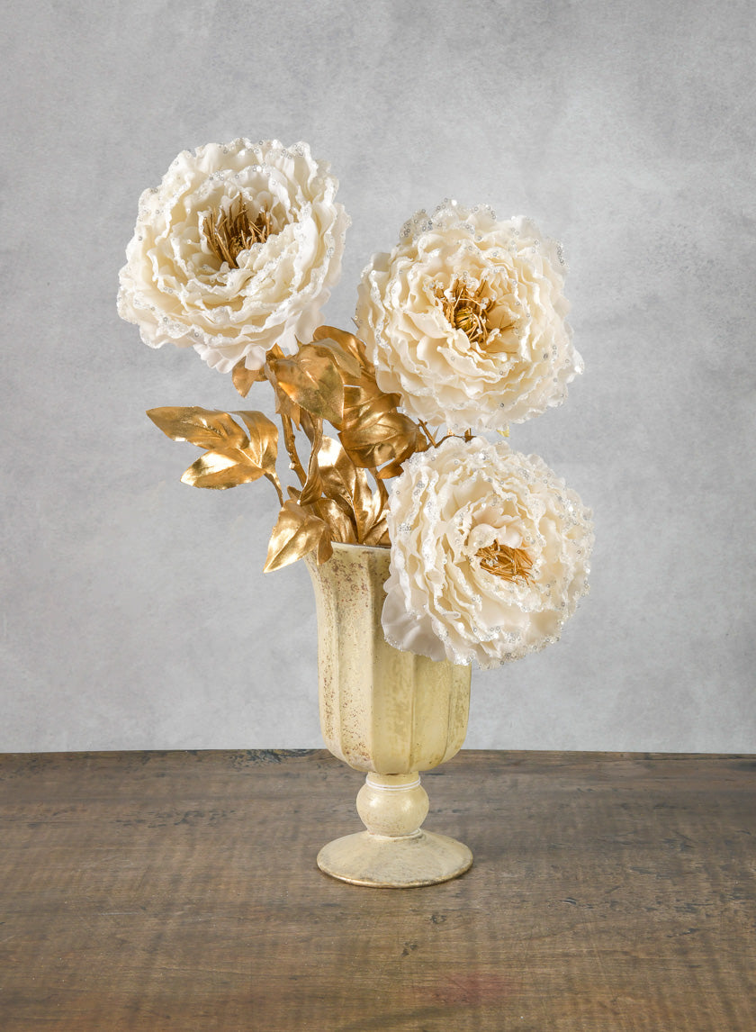 16in Long White Peony Spray Decor Jamaligarden