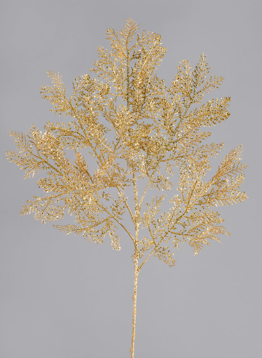 30in Long Glitter Painted Cypress Leave Spray Decor Jamaligarden