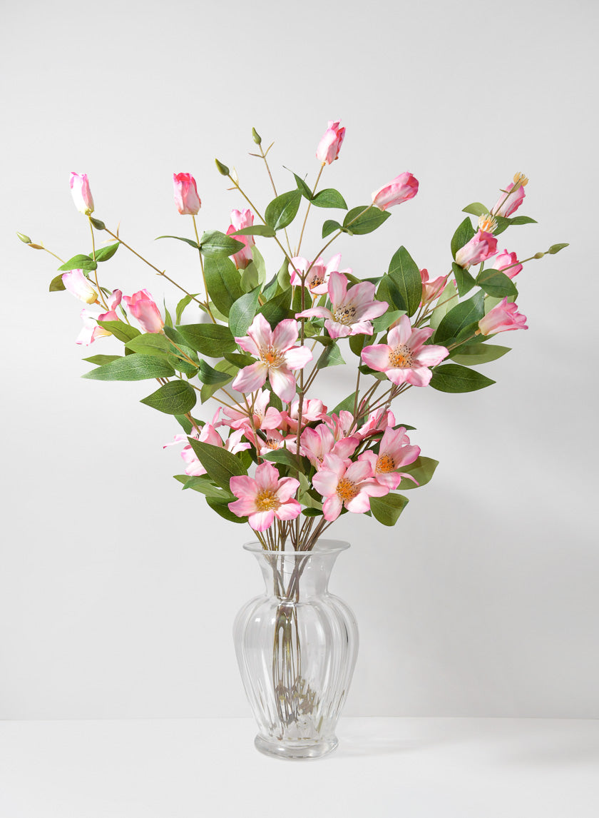 32.5in Long Pink Clematis Spray, Case of 12 Decor Jamaligarden