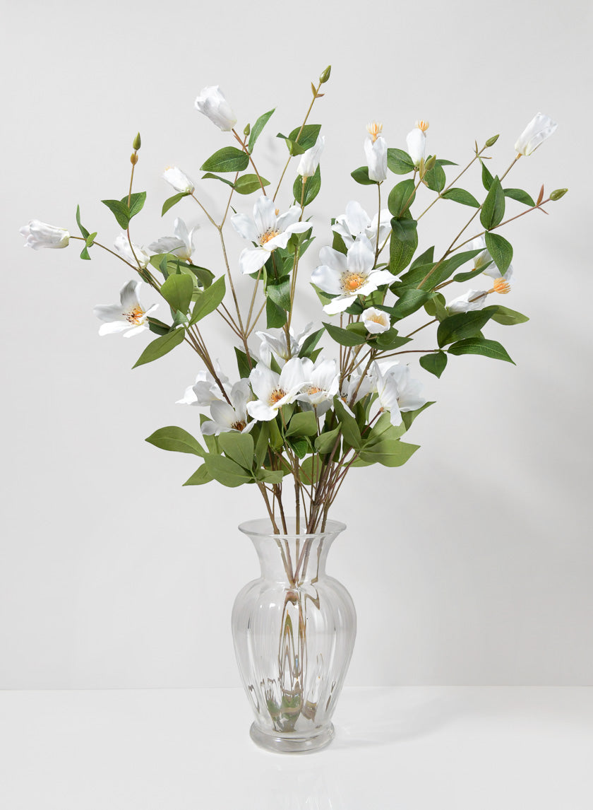 32.5in Long White Clematis Spray Decor Jamaligarden
