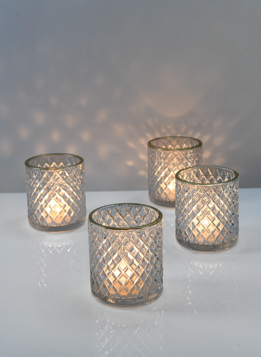 3.5in Tall Brilliant Gold Rim Glass Votive Holder Decor Jamaligarden