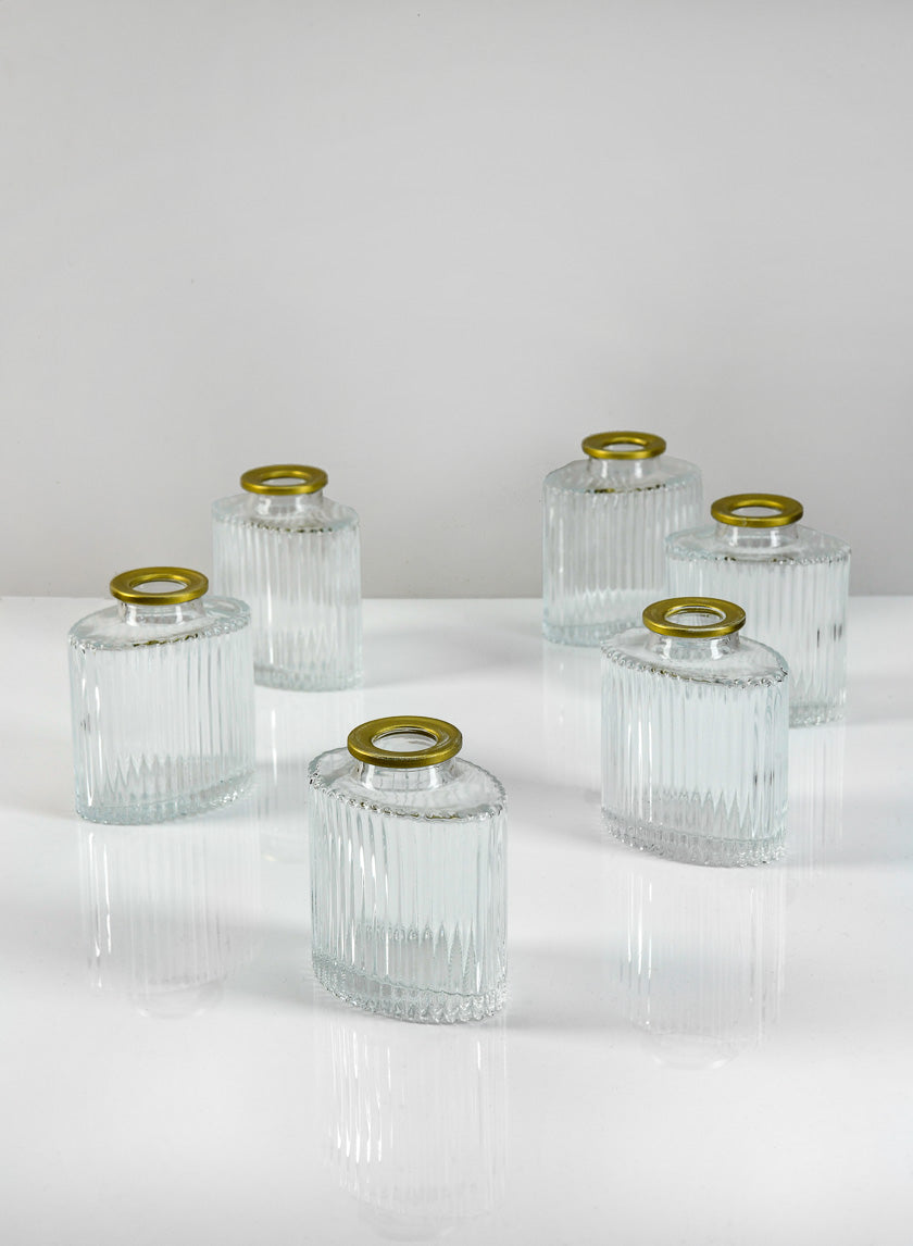 3in Tall Petit Gold Rim Oval Glass Bud Vase Decor Jamaligarden