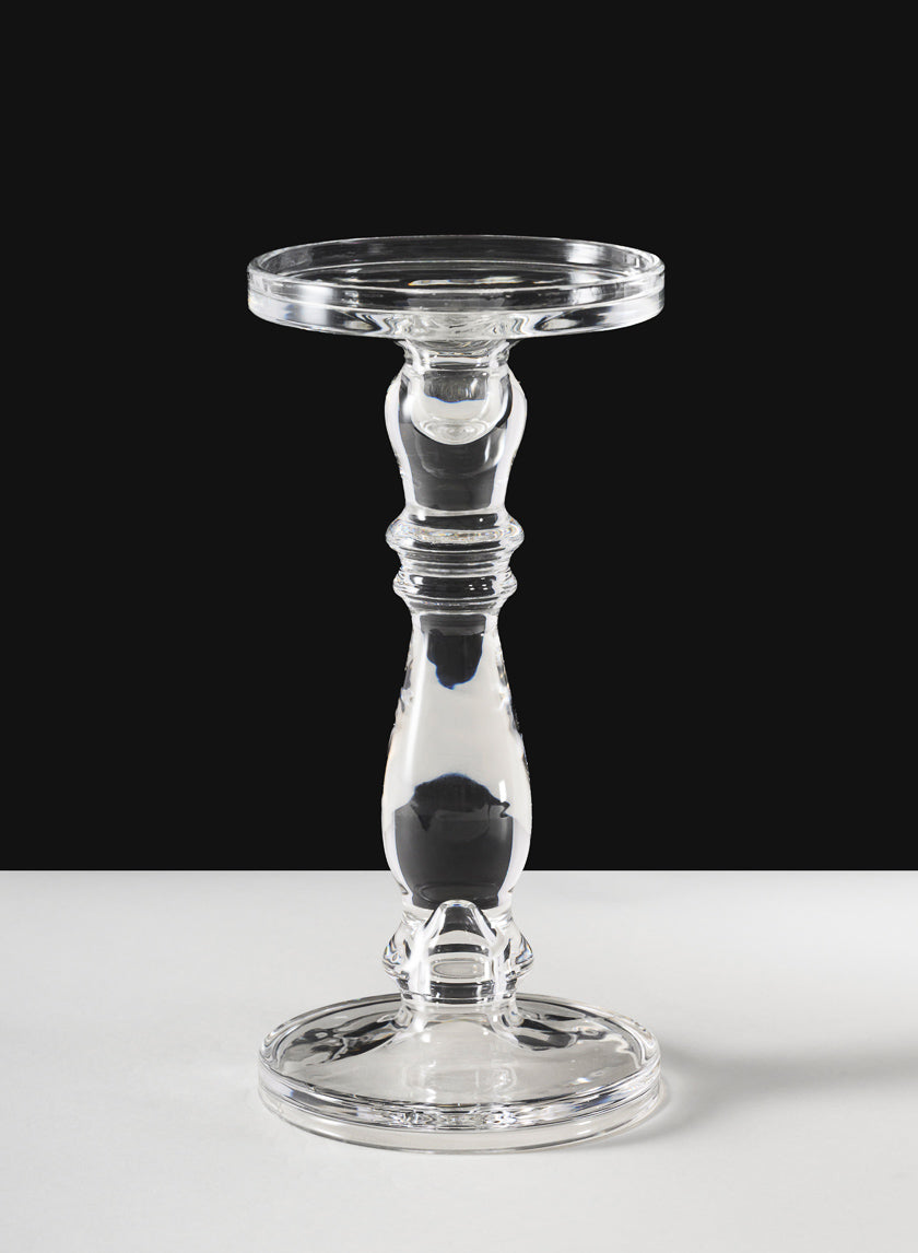 11in Tall Clear Crystal Look Glass Pillar and Taper Decor Jamaligarden