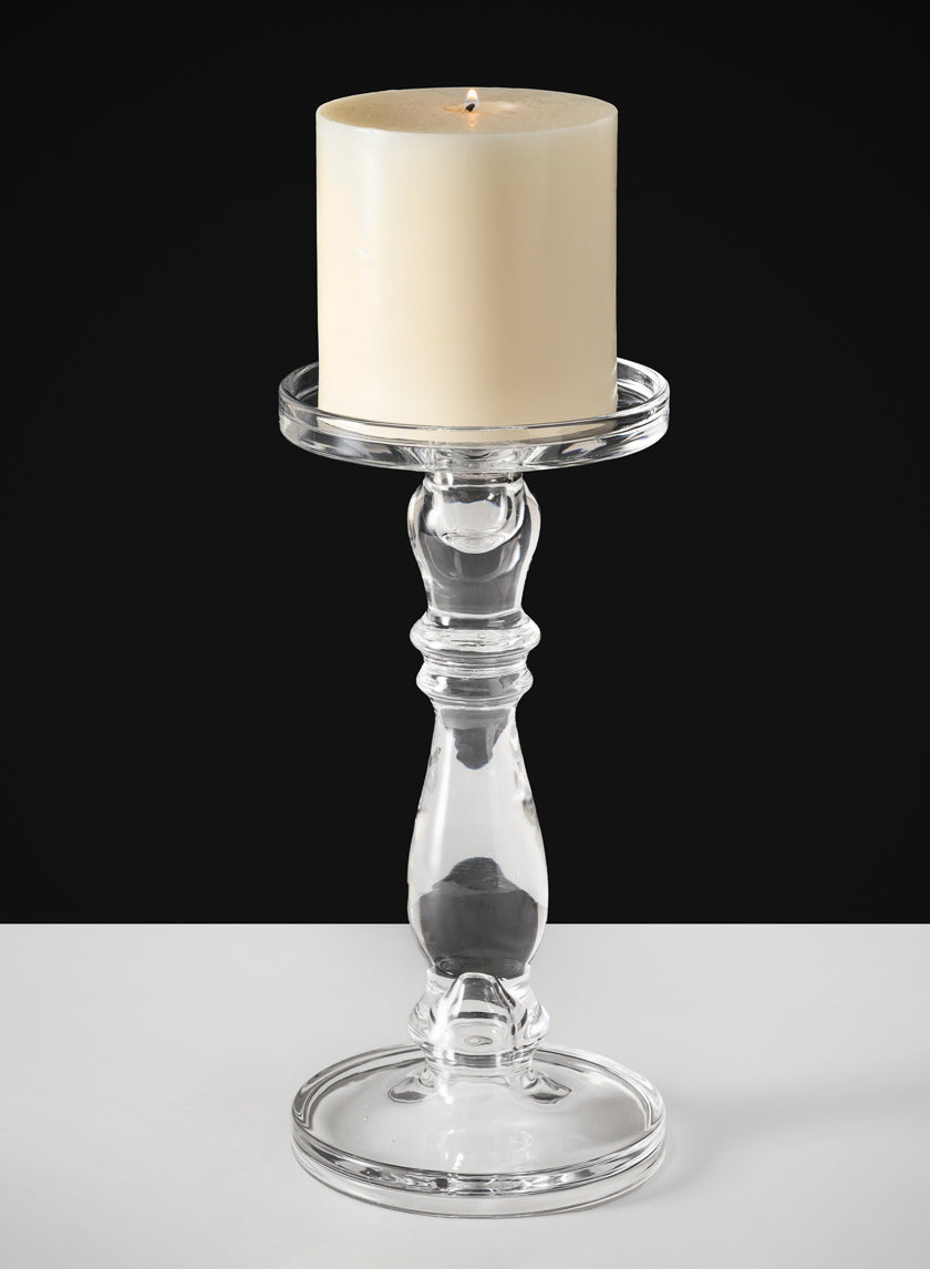 11in Tall Clear Crystal Look Glass Pillar and Taper Decor Jamaligarden