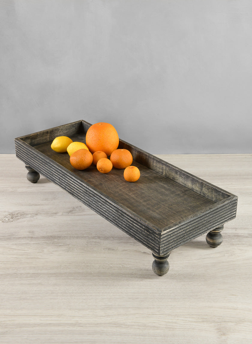 21in Long Aram Brushed Black Wood Tray with Legs Decor Jamaligarden