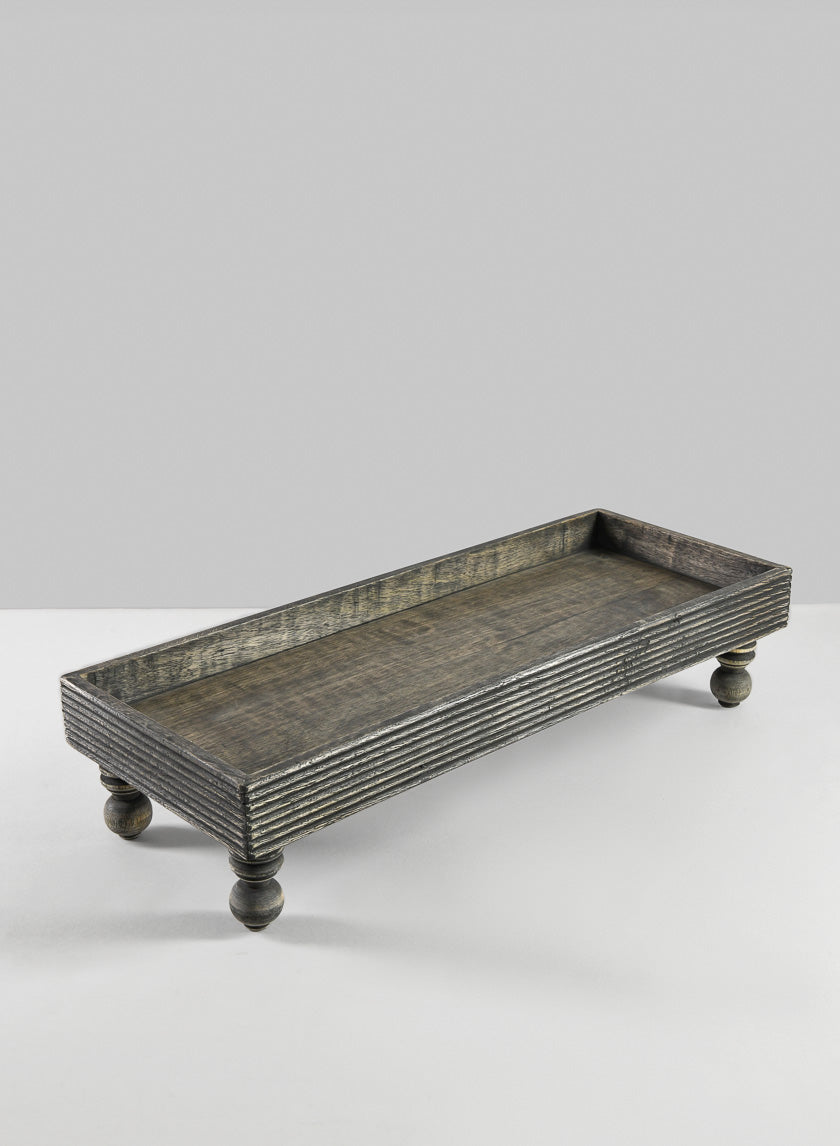 21in Long Aram Brushed Black Wood Tray with Legs Decor Jamaligarden