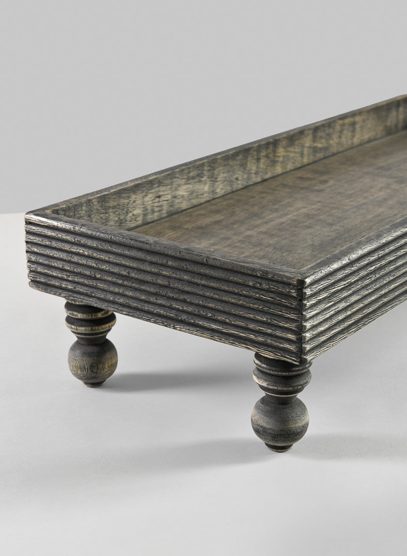 21in Long Aram Brushed Black Wood Tray with Legs Decor Jamaligarden