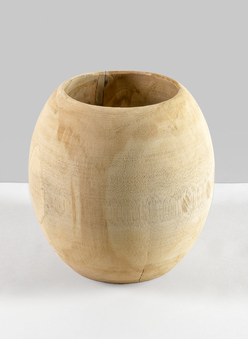 8in Tall Jaya Teak Fishbowl Wood Vase Decor Jamaligarden