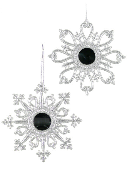 5in Champagne Silver Mirrored Snowflakes Decor Jamaligarden