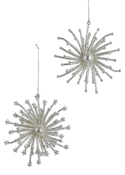 4 3/4in Champagne Silver Starbursts Decor Jamaligarden
