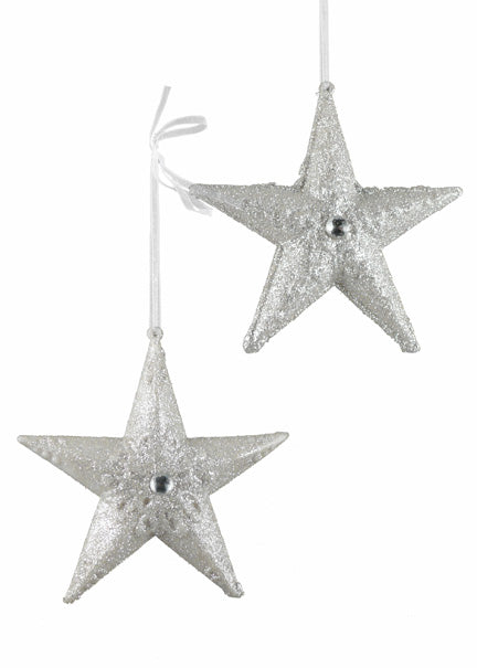 4 3/4in Silver Glitter Stars Decor Jamaligarden