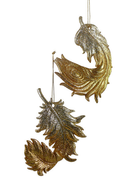 Red &amp; Cream-Gold Glitter Feathers Decor Jamaligarden