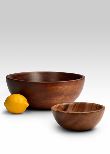 Round Acacia Wood Bowls Decor Jamaligarden