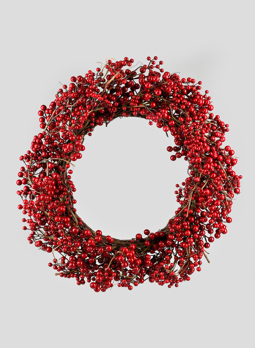 28in Wide Red Berry Wreath Decor Jamaligarden