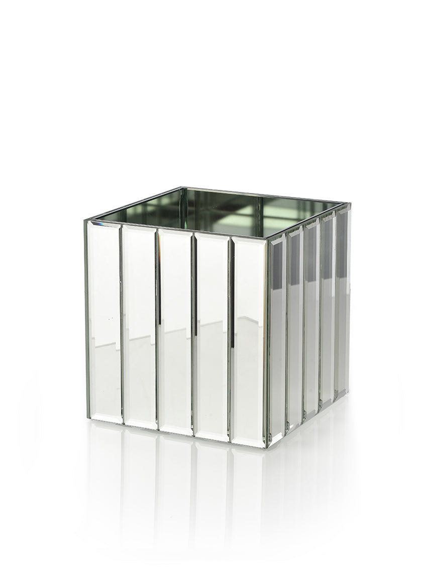 Mirror Strips Cube Glass Vases Decor Jamaligarden