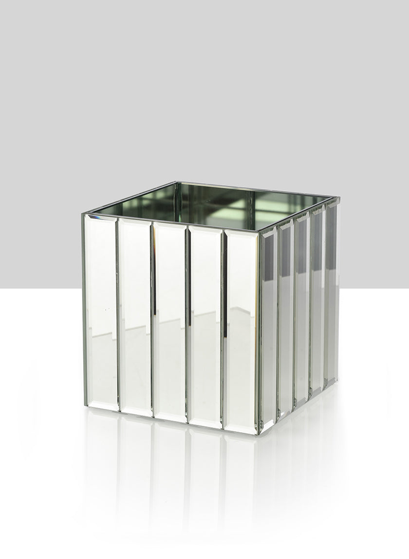 Mirror Strips Cube Glass Vases Decor Jamaligarden