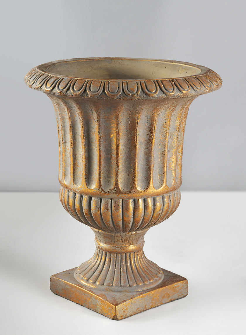 Avignon Antique Gold Leaf Cement Urn Decor Jamaligarden