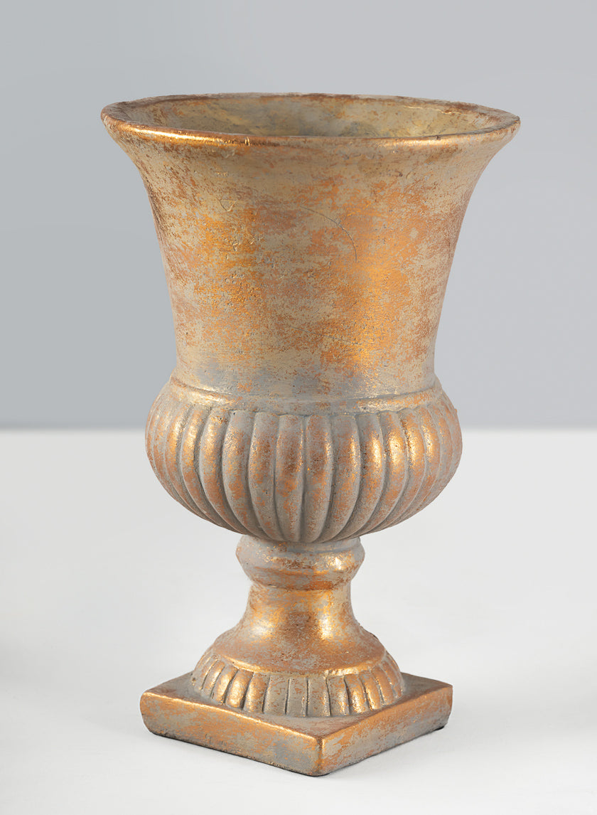 Avignon Antique Gold Leaf Cement Urn Decor Jamaligarden