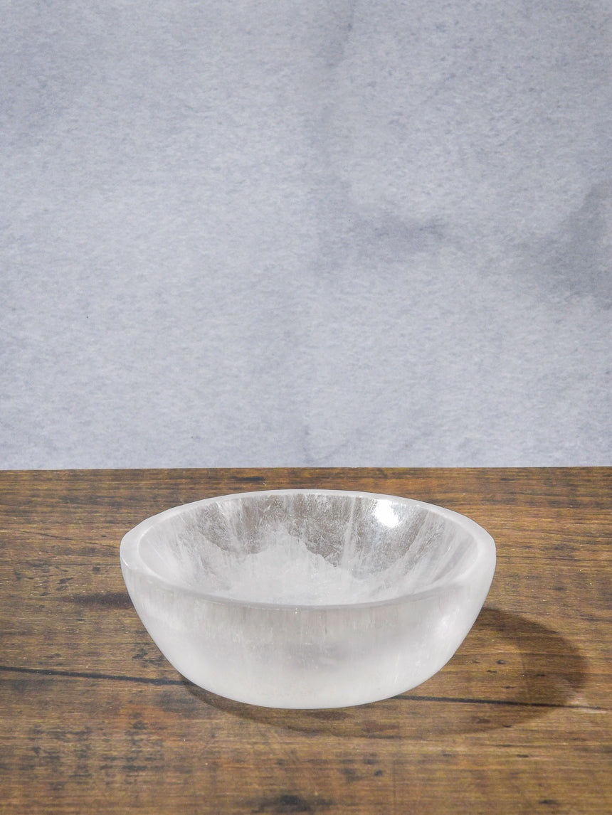 4in Wide Selenite Glass Bowl Decor Jamaligarden
