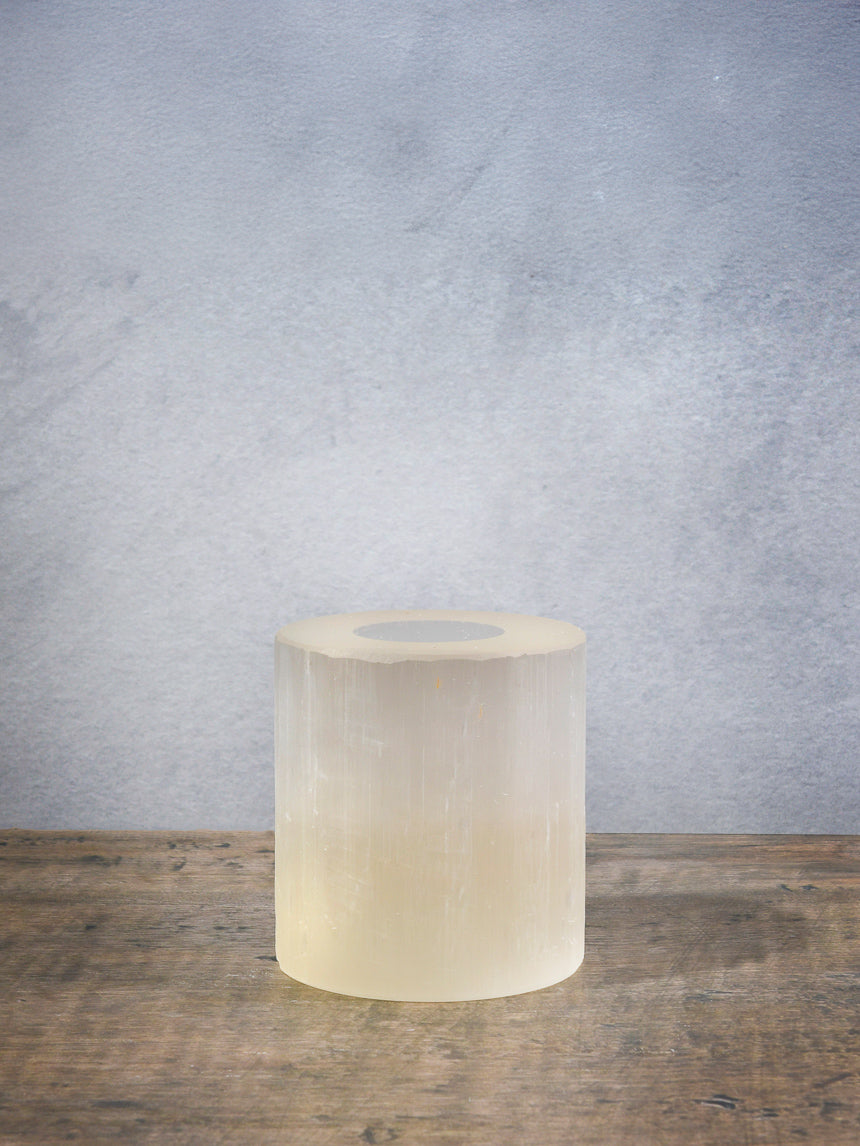 3in Wide Moroccan Selenite Trunk Votive Decor Jamaligarden