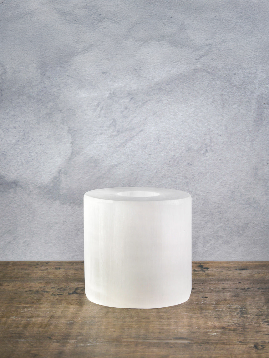 4in Wide Moroccan Selenite Trunk Votive Decor Jamaligarden