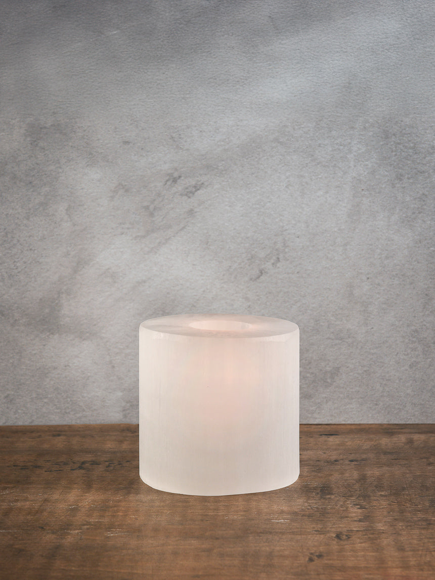 4in Wide Moroccan Selenite Trunk Votive Decor Jamaligarden
