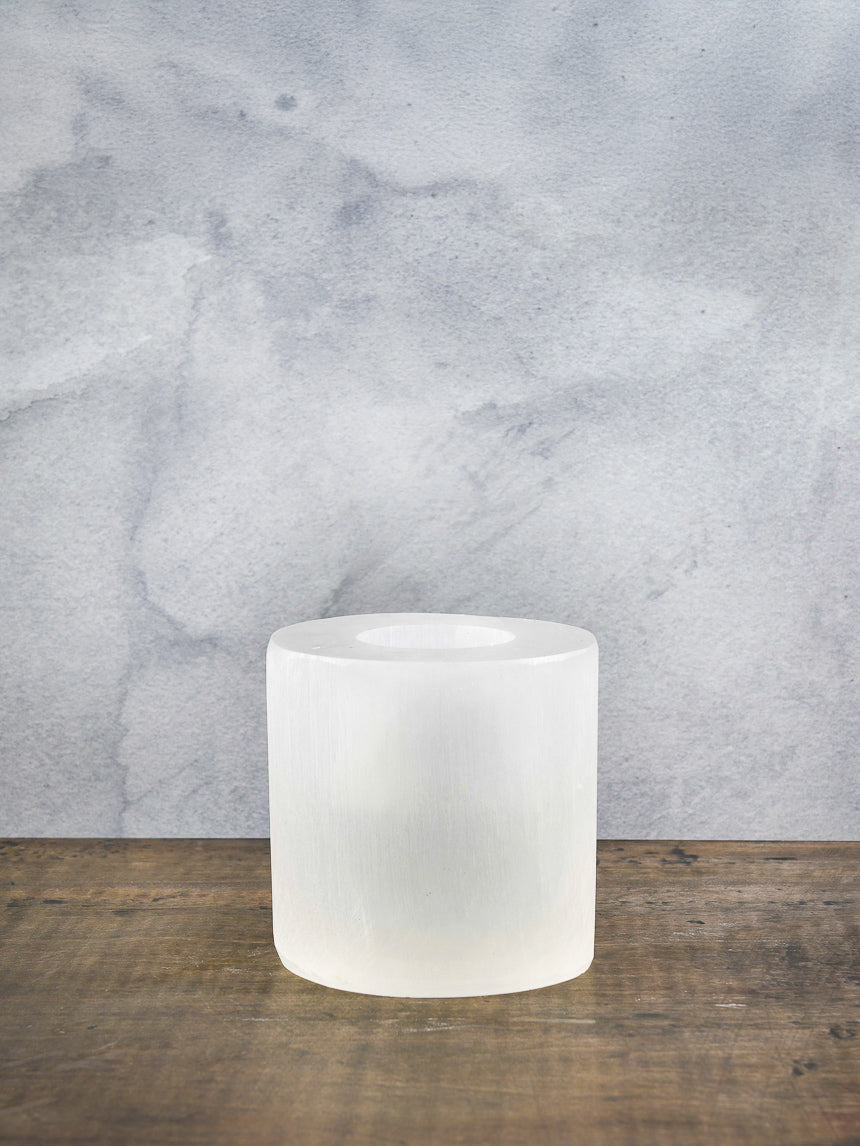 5in Wide Moroccan Selenite Trunk Votive Decor Jamaligarden