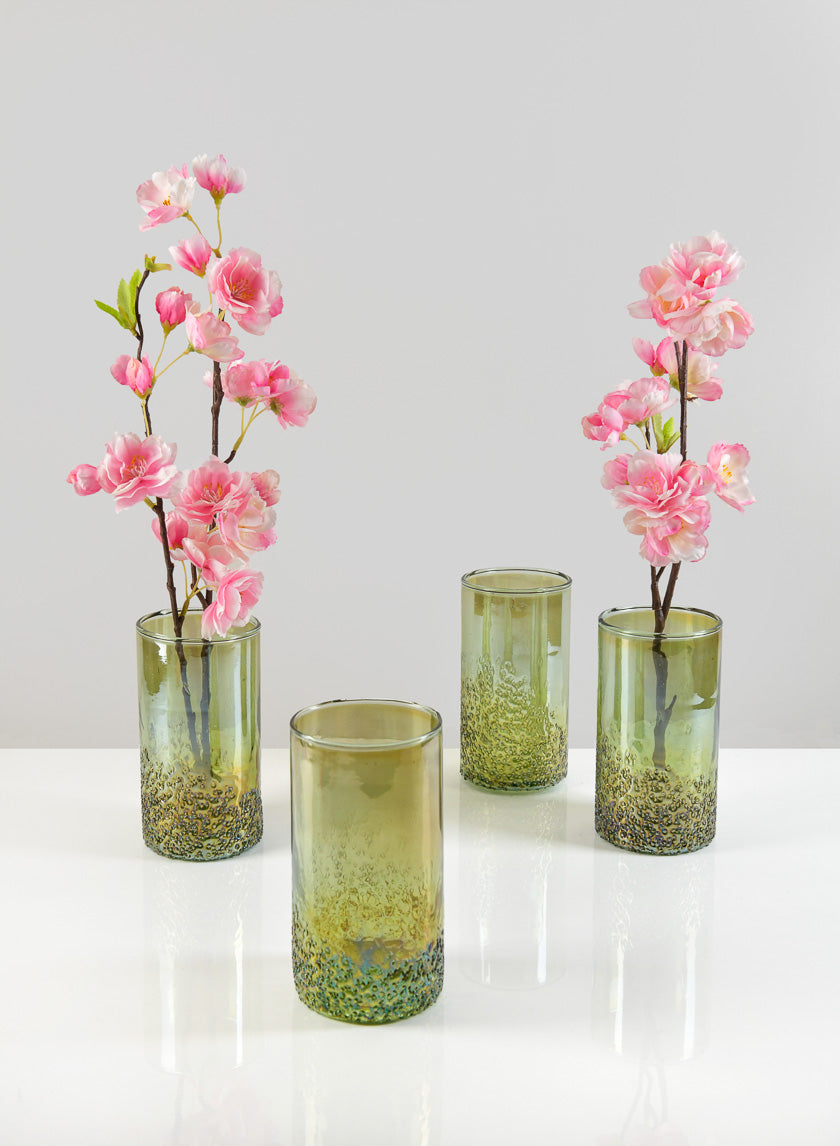 6in Tall Strasbourg Speckled Green Luster Glass Cylinder Decor Jamaligarden