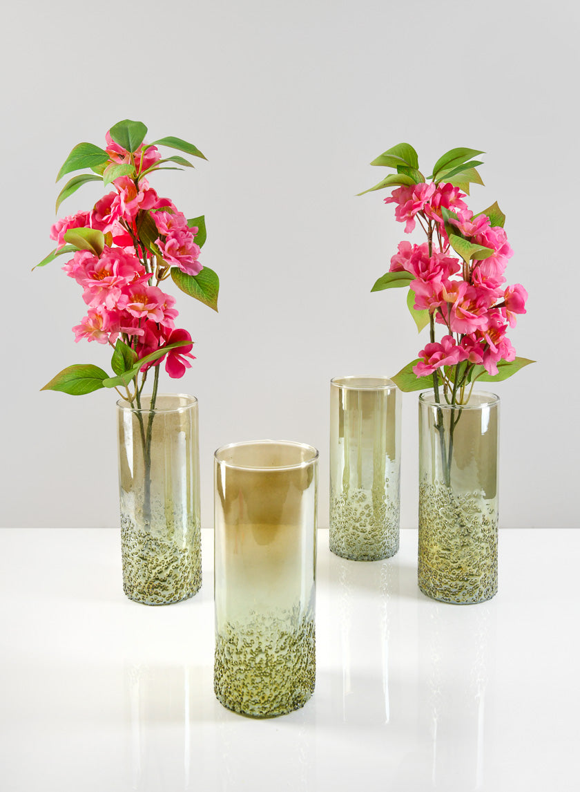 8in Tall Strasbourg Speckled Green Luster Glass Cylinder Decor Jamaligarden